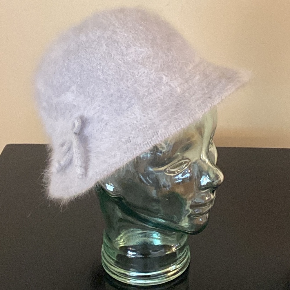 Angora Rabbit Hair Blend Bucket Hat in Soft Silver